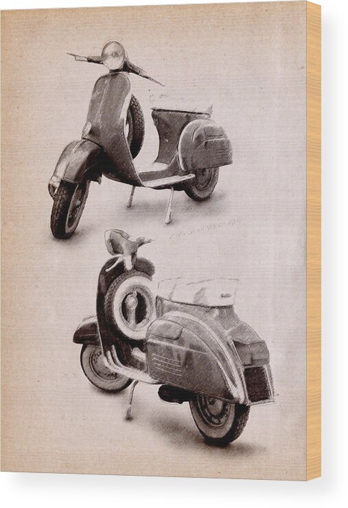  Scooter Wood Print featuring the digital art Scooter 1969 by Michael Tompsett