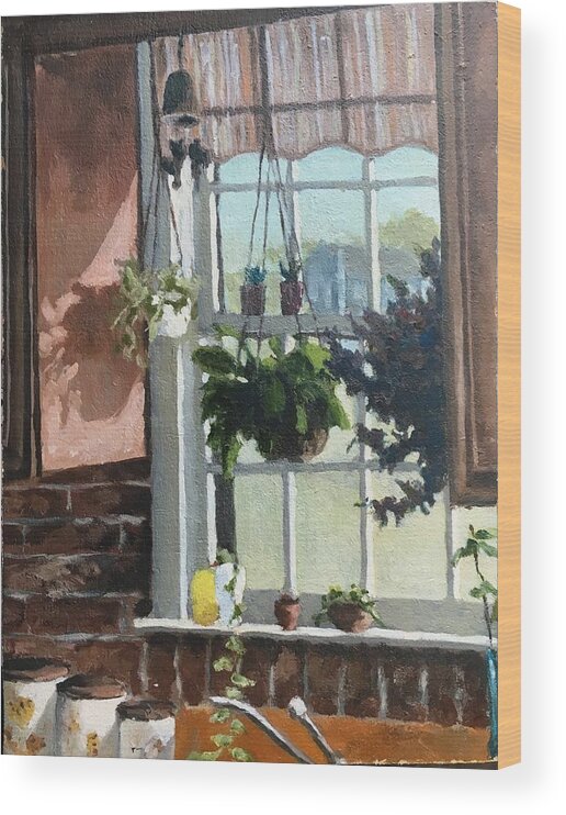 Landscape Wood Print featuring the painting View from the kitchen by John West