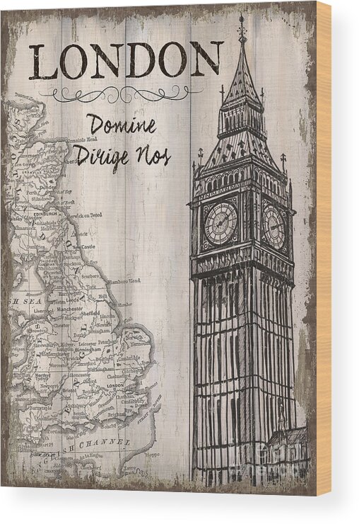 London Wood Print featuring the painting Vintage Travel Poster London by Debbie DeWitt