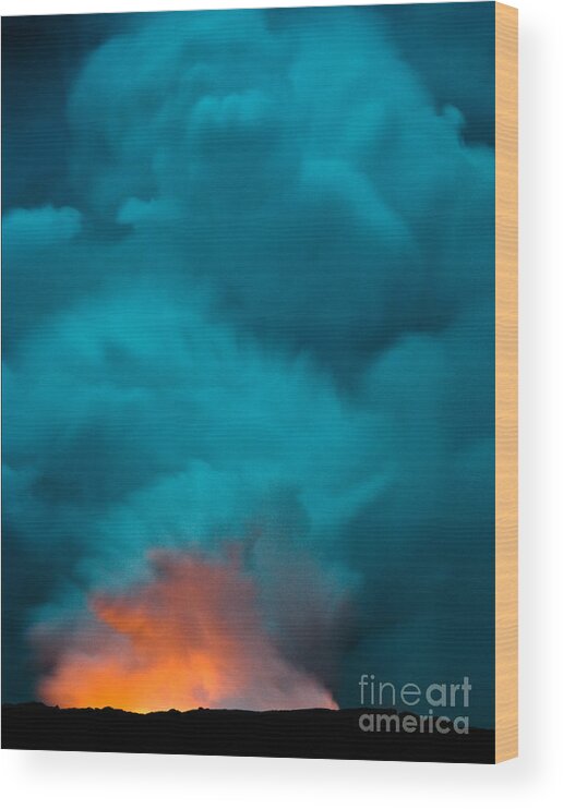 Volcano Wood Print featuring the photograph Volcano Smoke and Fire by Patti Schulze