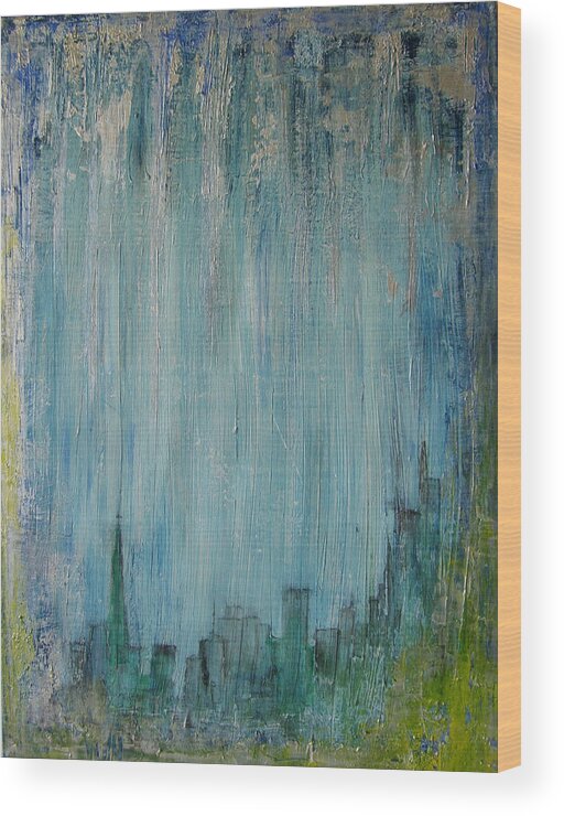 Abstract Painting Wood Print featuring the painting W17 - rain heart by KUNST MIT HERZ Art with heart