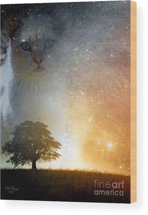 Cats Wood Print featuring the digital art Watcher by DB Hayes