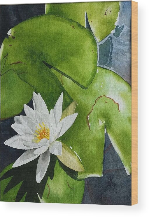 Water Wood Print featuring the painting Water Lilly by Gigi Dequanne