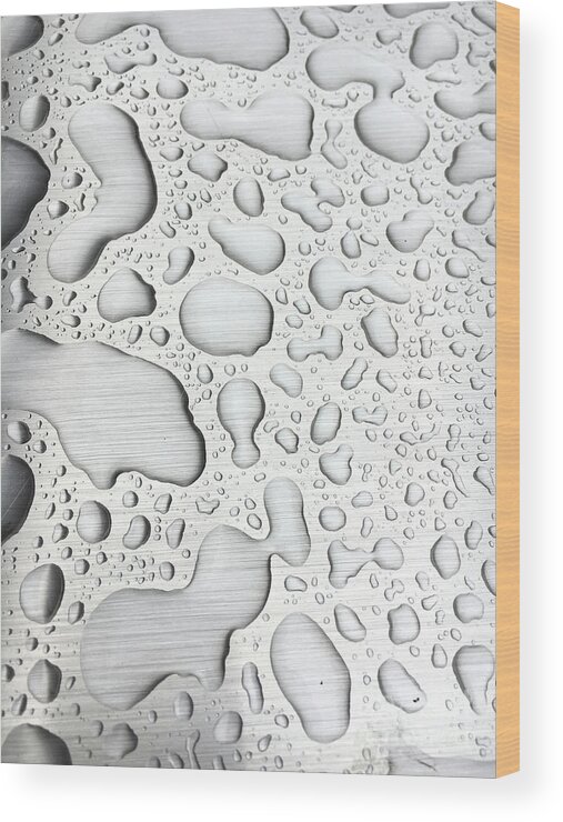 Abstract Wood Print featuring the photograph Water on metal by Tom Gowanlock