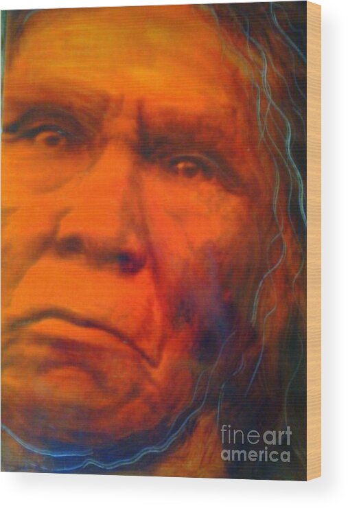 First Nation Portrait Native Men Native Aboriginal Indegenious Global Spirituality Wood Print featuring the painting We are First Nation by FeatherStone Studio Julie A Miller