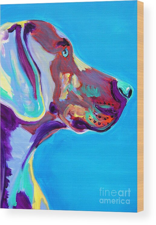 Dog Wood Print featuring the painting Weimaraner - Blue by Dawg Painter