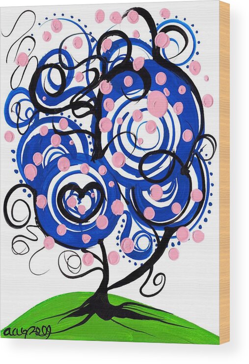 Abril Andrade Wood Print featuring the painting Whimsical Tree 3 by Abril Andrade