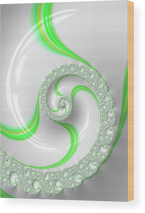 White Wood Print featuring the photograph White and green spiral elegant and minimalist by Matthias Hauser