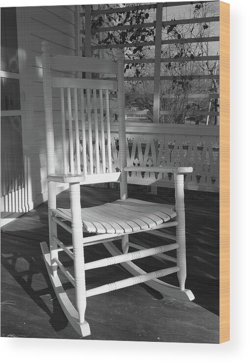 Chair Wood Print featuring the photograph White Rocker by Scott Kingery