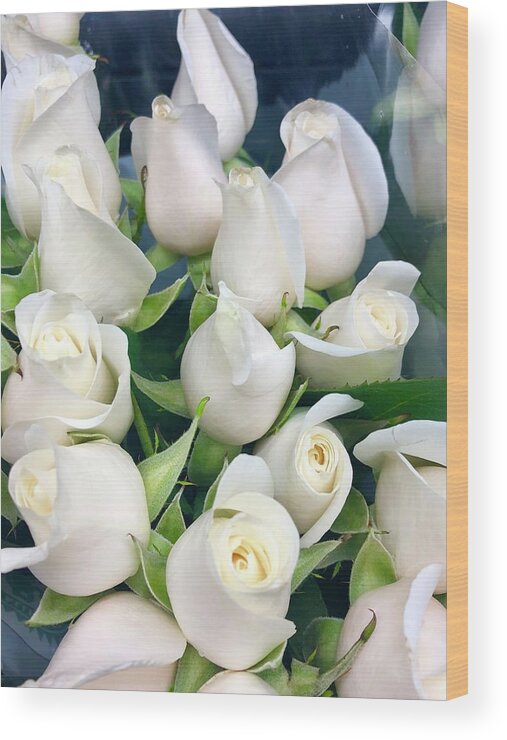 Roses Wood Print featuring the photograph White roses by Dina Calvarese