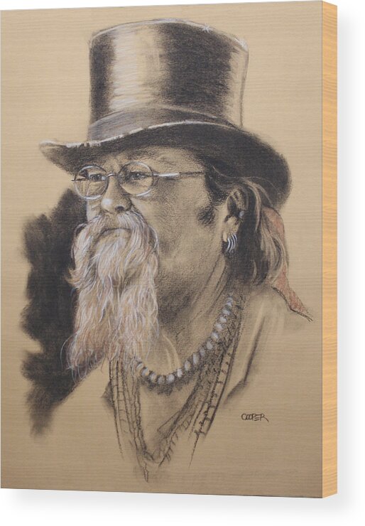 Portrait Wood Print featuring the drawing Whitehorse by Todd Cooper