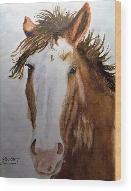 Horse Wood Print featuring the painting Wild in the Wind by Carol Grimes