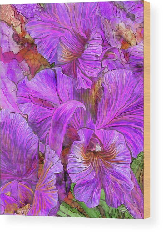 Carol Cavalaris Wood Print featuring the mixed media Wild Orchids by Carol Cavalaris