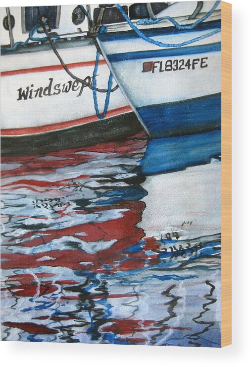 Reflections Wood Print featuring the painting Windswept Reflections SOLD by Lil Taylor