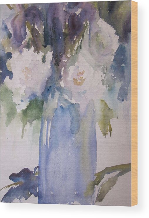 Roses Wood Print featuring the painting Winter Blues by Sandra Strohschein