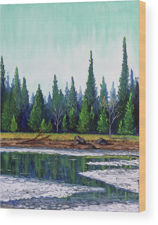 Winter Wood Print featuring the painting Winter Pond by Kevin Hughes