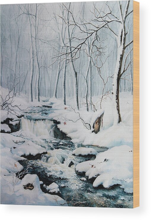 Winter Woods Wood Print featuring the painting Winter Whispers by Hanne Lore Koehler