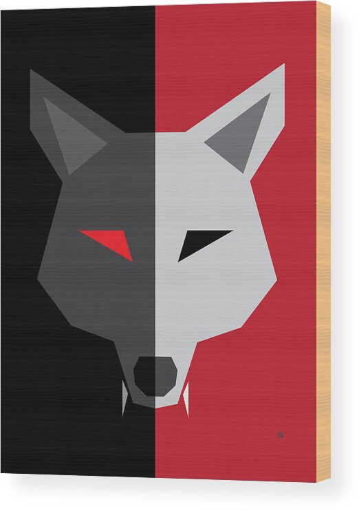 Digital Art Wood Print featuring the digital art Wolf 3 by K Bradley Washburn