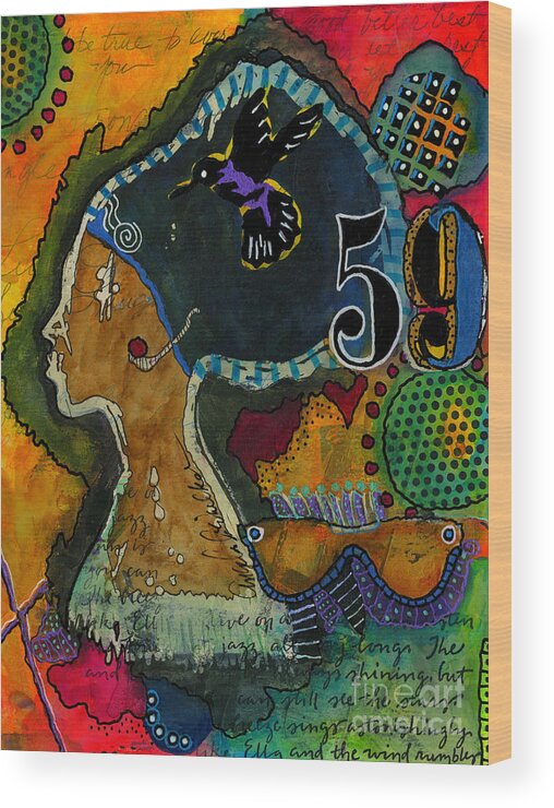 Mixed Media Wood Print featuring the mixed media Sistah by Angela L Walker
