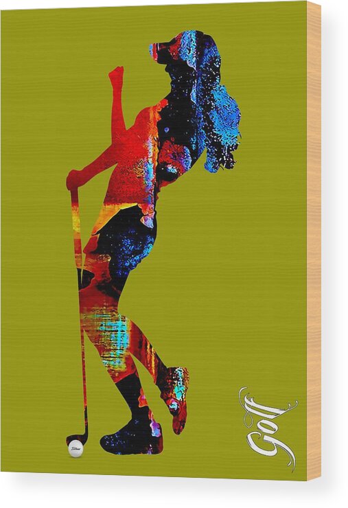 Golf Wood Print featuring the mixed media Womens Golf Collection by Marvin Blaine