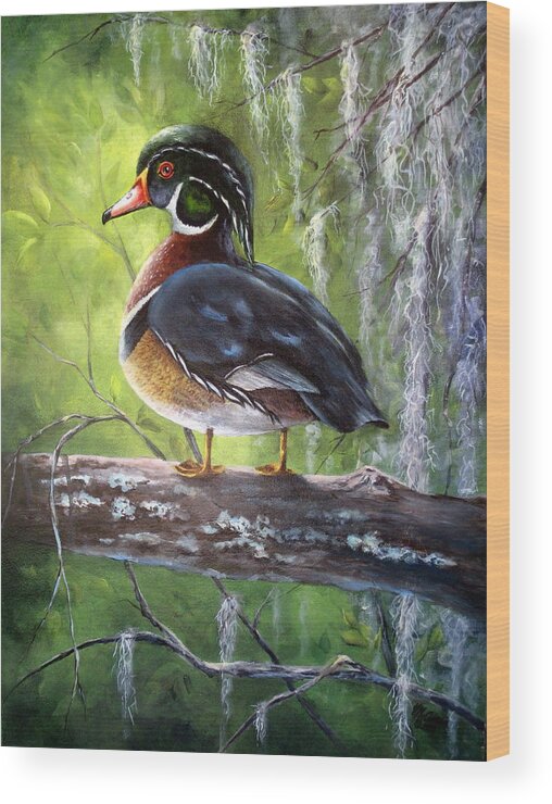 Duck Wood Print featuring the painting Wood Duck by Mary McCullah