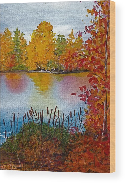Landscape Wood Print featuring the painting Yellow Tree at Institute Park by Lynn Babineau