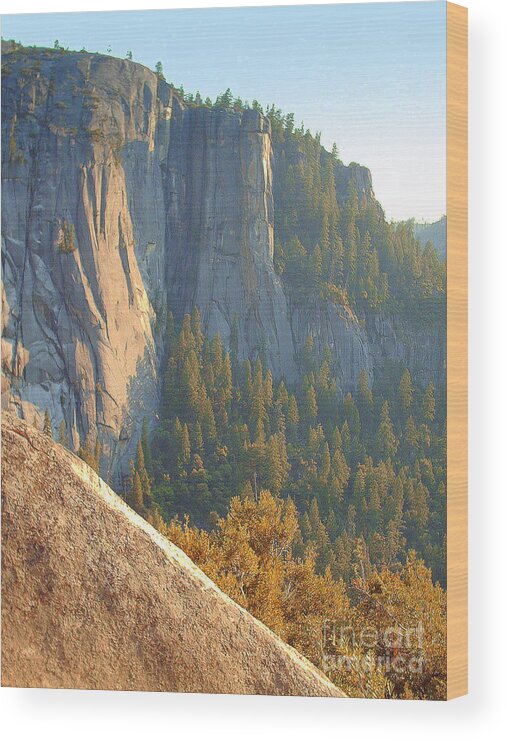 Yosemite National Park Wood Print featuring the photograph Yosemite Sunkissed Mountain by Julie Lueders 