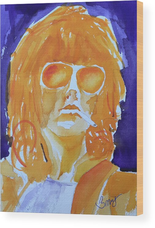 Celebrity Wood Print featuring the painting Young Keith In Yellow by Bonny Butler
