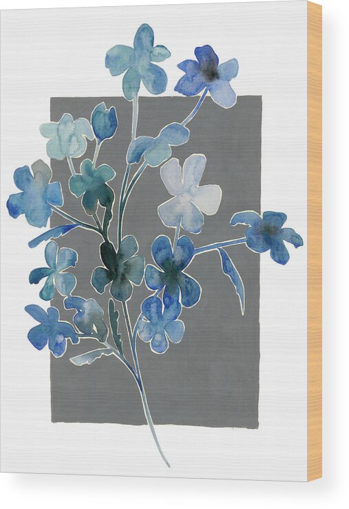 Botanical & Floral Wood Print featuring the painting Blue Bouquet I #1 by Grace Popp