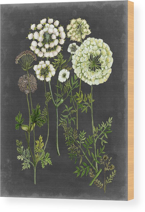 Botanical & Floral Wood Print featuring the painting Bookplate Floral II #1 by Naomi Mccavitt
