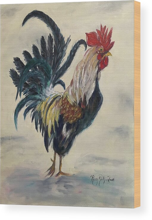 Rooster Wood Print featuring the painting Boss by Roxy Rich