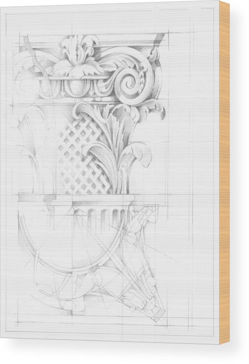 Decorative Elements Wood Print featuring the painting Capital Schematic I #1 by Ethan Harper