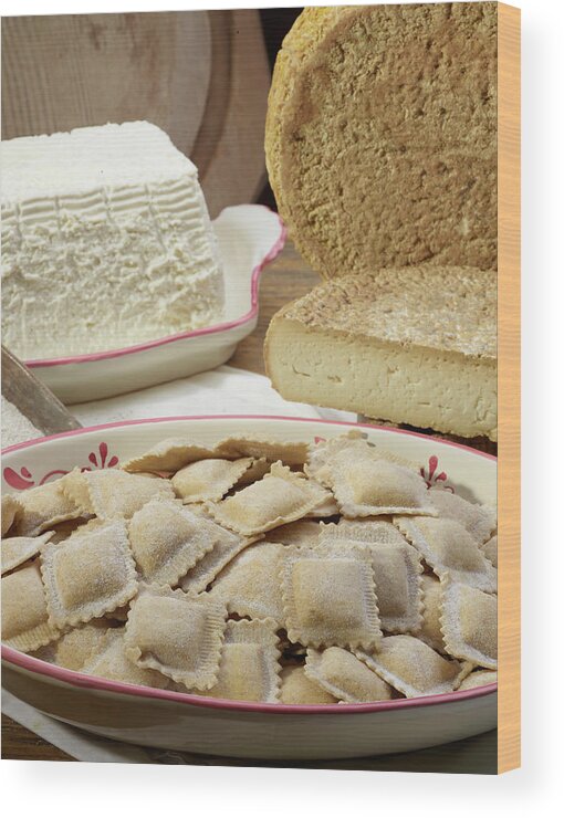 Italian Food Wood Print featuring the photograph Italian Ravioli Pasta With Ricotta #1 by Buena Vista Images