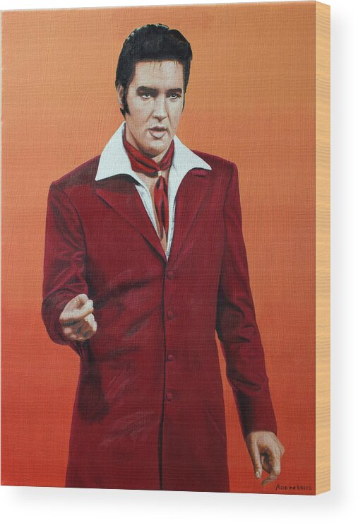 Elvis Wood Print featuring the painting No title #3 by Rob De Vries