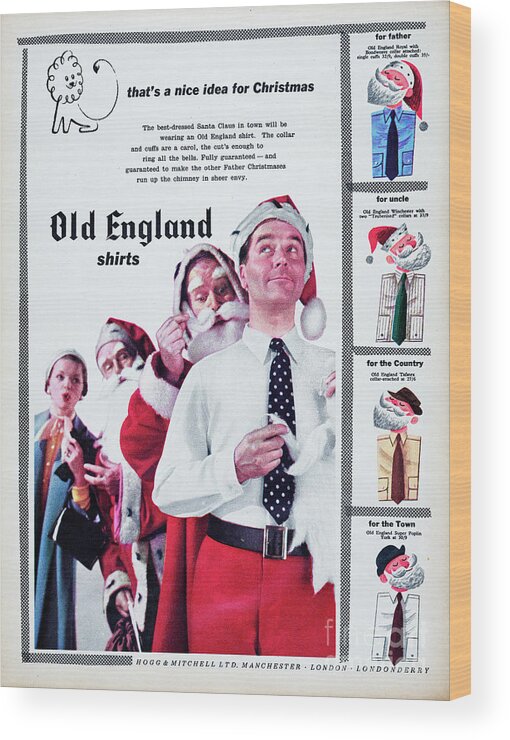 1950-1959 Wood Print featuring the photograph Old England Shirts #1 by Picture Post
