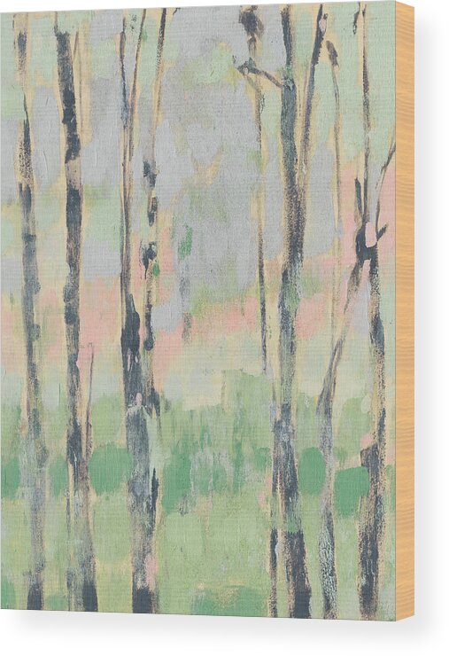 Landscapes Wood Print featuring the painting Pastels In The Trees II #1 by Jennifer Goldberger