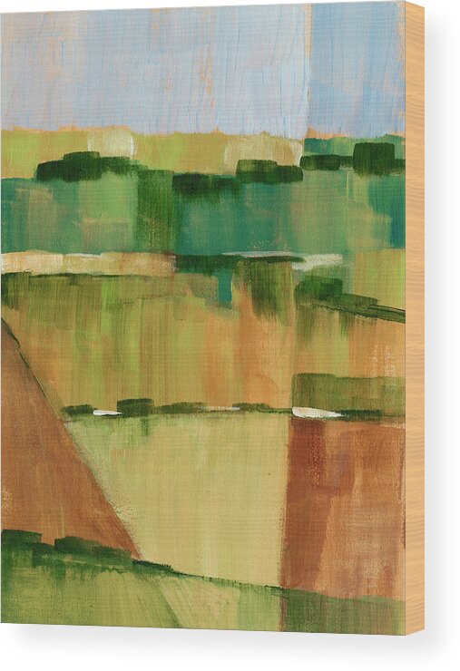 Landscapes Wood Print featuring the painting Pasture Abstract II #1 by Ethan Harper