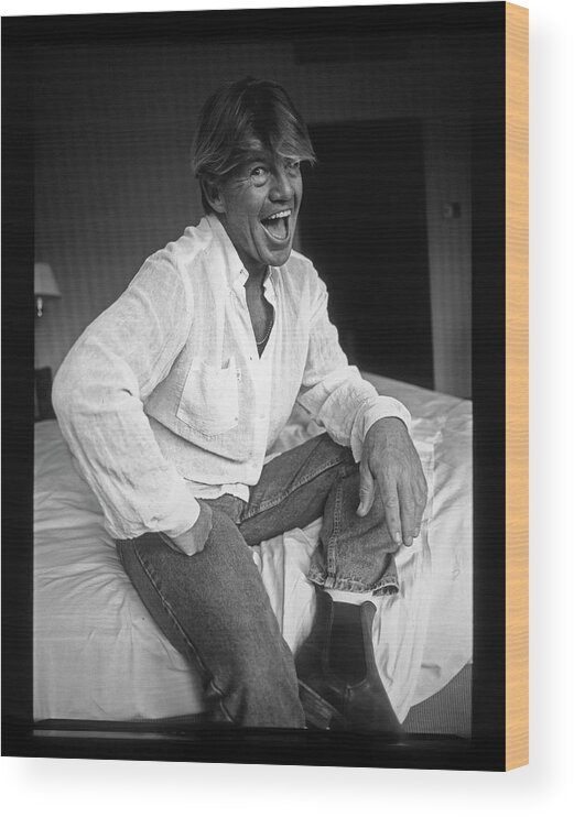Actor Wood Print featuring the photograph Robin Askwith Actor Confessions Movie #1 by Martyn Goodacre