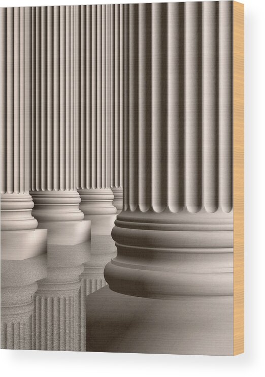 Greek Culture Wood Print featuring the photograph Rows Of Ionic Marble Columns #1 by Harald Sund