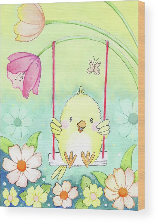Spring Swing Wood Print featuring the painting Spring Swing #1 by Valarie Wade