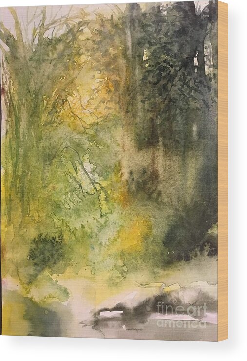 The Forest With River Wood Print featuring the painting 1052014 by Han in Huang wong
