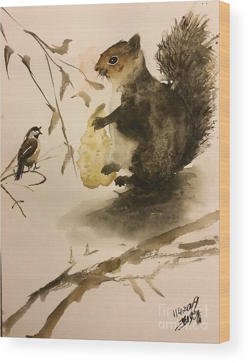 1072019 Wood Print featuring the painting 1072019 by Han in Huang wong