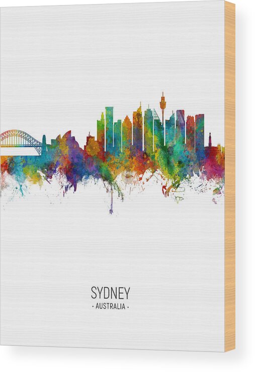 Sydney Wood Print featuring the digital art Sydney Australia Skyline #12 by Michael Tompsett