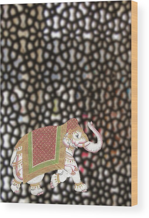 Tomb Wood Print featuring the digital art Caparisoned elephants #3 by Steve Estvanik