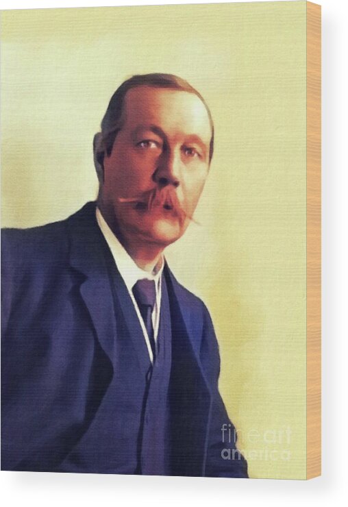 Arthur Wood Print featuring the painting Sir Arthur Conan Doyle, Literary Legend #3 by Esoterica Art Agency