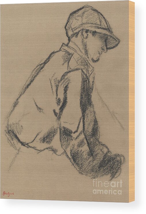 Degas Wood Print featuring the drawing Study of a Jockey by Edgar Degas