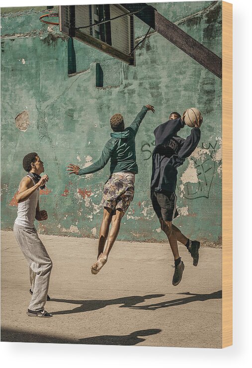 Sport Wood Print featuring the photograph Playing Basketball #5 by Andreas Bauer