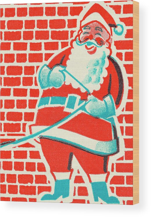 Brick Wood Print featuring the drawing Santa Claus #61 by CSA Images