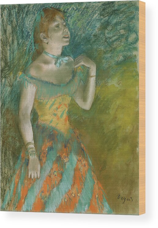 Edgar Degas Wood Print featuring the painting The Singer in Green. #8 by Edgar Degas