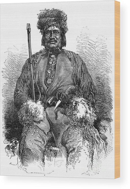 Rifle Wood Print featuring the drawing A French Métis, Canada, 19th by Print Collector